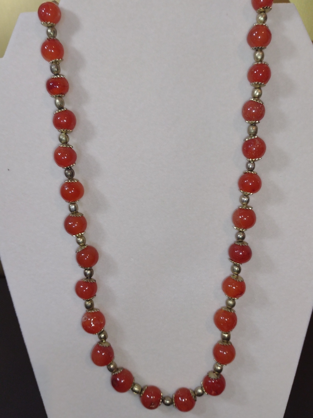 Egyptian Style Red Carnelian Beaded Necklace